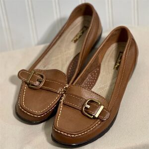 Women’s Brown Buckle Loafers - Classic Casual Flats